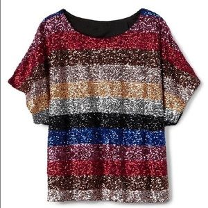 Holiday Gap Crazy Stripe Sequin Top